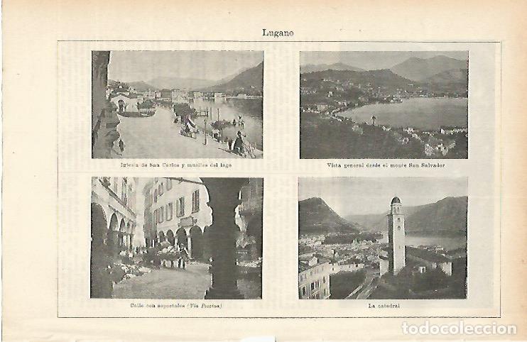 Otros art&iacute;culos de coleccionismo en papel: LAMINA ESPASA 1817: Vistas de Lugano Italia - Varios Autores