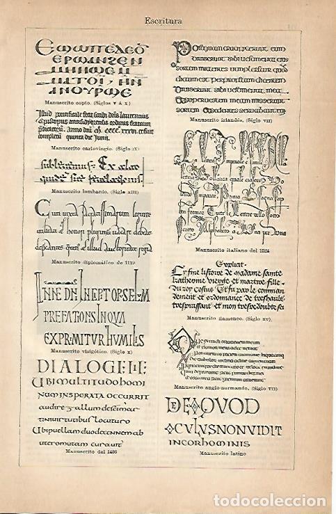 Otros art&iacute;culos de coleccionismo en papel: LAMINA ESPASA 18912: Tipos de escritura - Varios