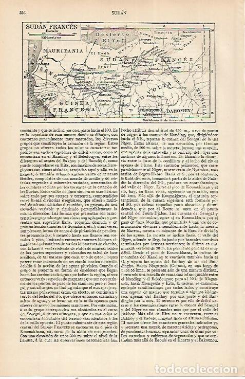 Otros art&iacute;culos de coleccionismo en papel: LAMINA ESPASA 22709: Mapa de Sudan frances - Varios