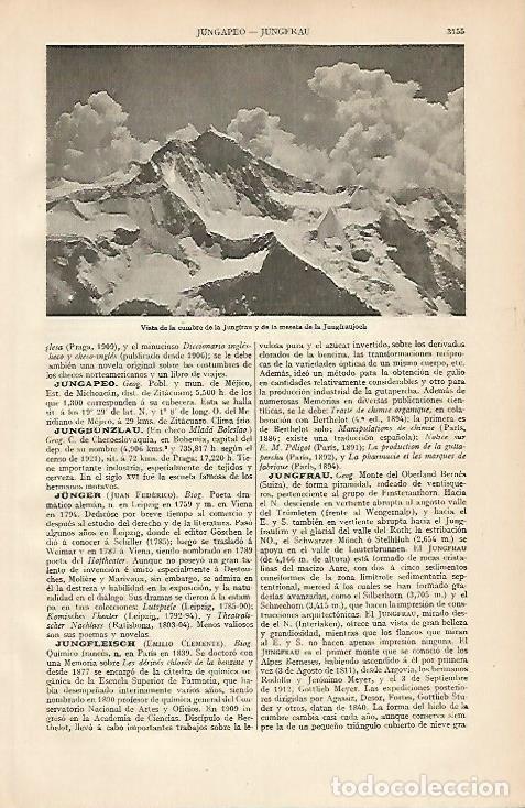 Otros art&iacute;culos de coleccionismo en papel: LAMINA ESPASA 6313: Cumbre de la Jungfrau - Varios Autores