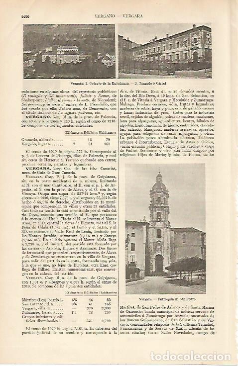 Otros art&iacute;culos de coleccionismo en papel: LAMINA ESPASA 6075: Vistas de Vergara Islas Canarias: colegio ense&ntilde;anza, juzgado y carcel y parroqui