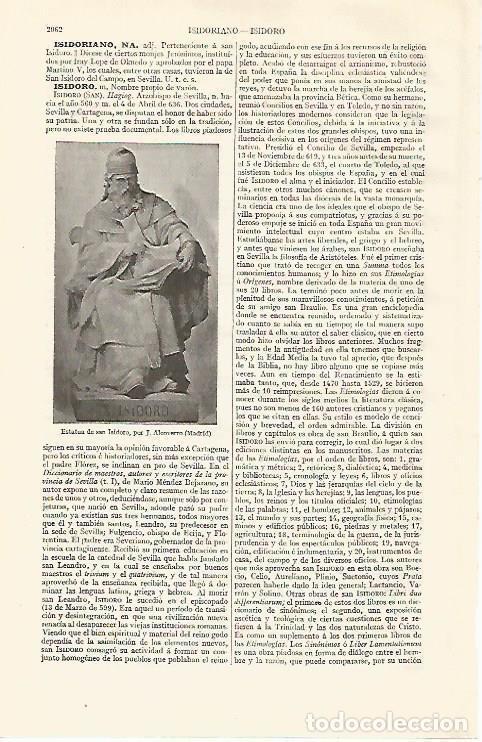 Otros art&iacute;culos de coleccionismo en papel: LAMINA ESPASA 20865: Estatua de San Isidoro - Varios