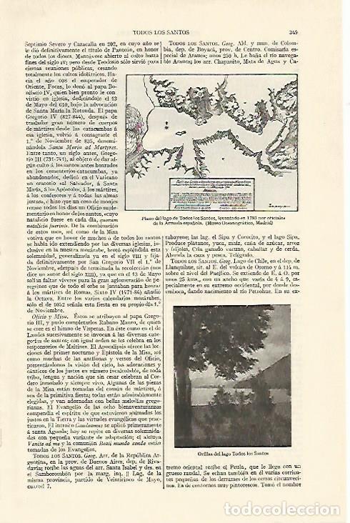 Otros art&iacute;culos de coleccionismo en papel: LAMINA ESPASA 1252: Plano del lago de Todos los Santos Chile - Varios Autores