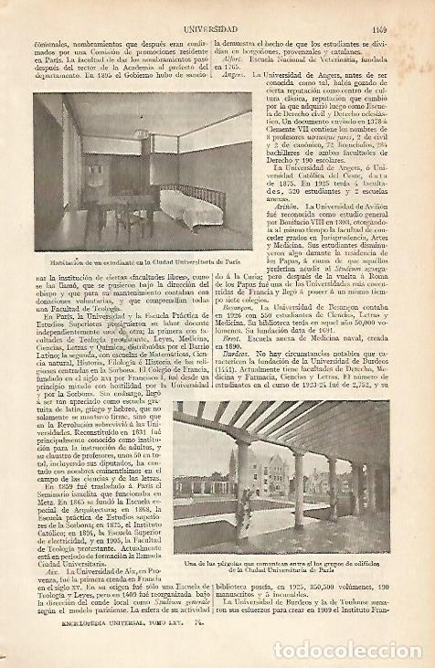 Otros art&iacute;culos de coleccionismo en papel: LAMINA ESPASA 12147: Universidad de Paris - Varios