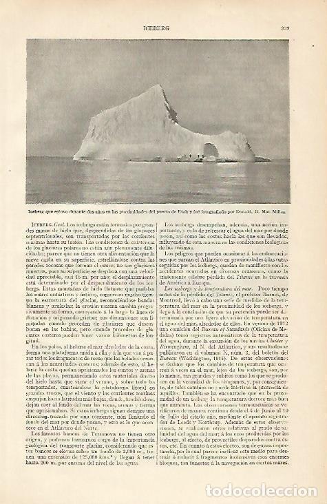 Otros art&iacute;culos de coleccionismo en papel: LAMINA ESPASA 4525: Iceberg cerca del puerto de Etah - Varios Autores