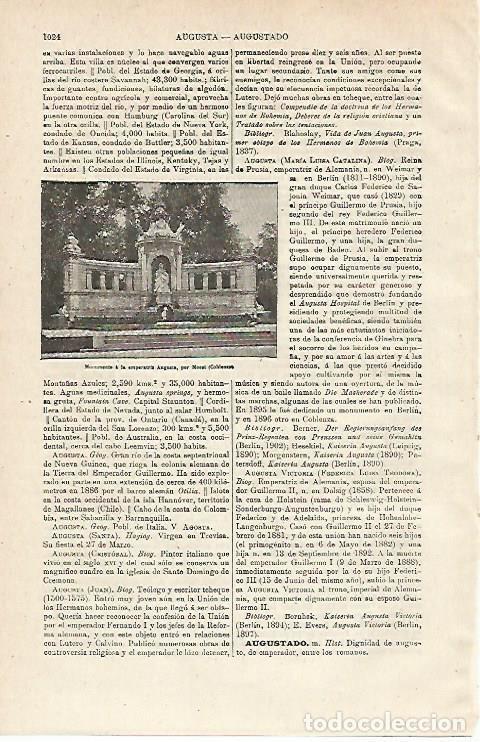 Otros art&iacute;culos de coleccionismo en papel: LAMINA ESPASA 12983: Monumento a la emperatriz Augusta en Moest - Varios