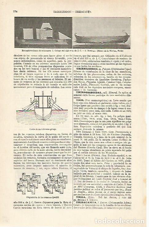 Otros art&iacute;culos de coleccionismo en papel: LAMINA ESPASA 20451: Trirreremes de la antigua Grecia - Varios