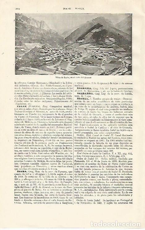 Otros art&iacute;culos de coleccionismo en papel: LAMINA ESPASA 20849: Vista de Isaba Navarra - Varios