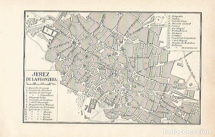 Otros art&iacute;culos de coleccionismo en papel: LAMINA ESPASA 21008: Plano de Jerez de la Frontera Cadiz - Varios