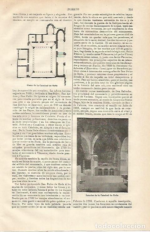 Otros art&iacute;culos de coleccionismo en papel: LAMINA ESPASA 23104: Plano e interior de la Catedral de Roda - Varios
