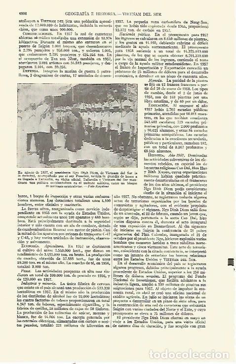 Otros art&iacute;culos de coleccionismo en papel: LAMINA ESPASA 21811: El presidente Ngo Dinh Diem dee Vietnam del Sur - Varios