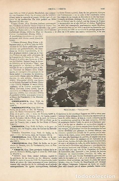 Otros art&iacute;culos de coleccionismo en papel: LAMINA ESPASA 25094: Vista de Chieti Italia - Varios