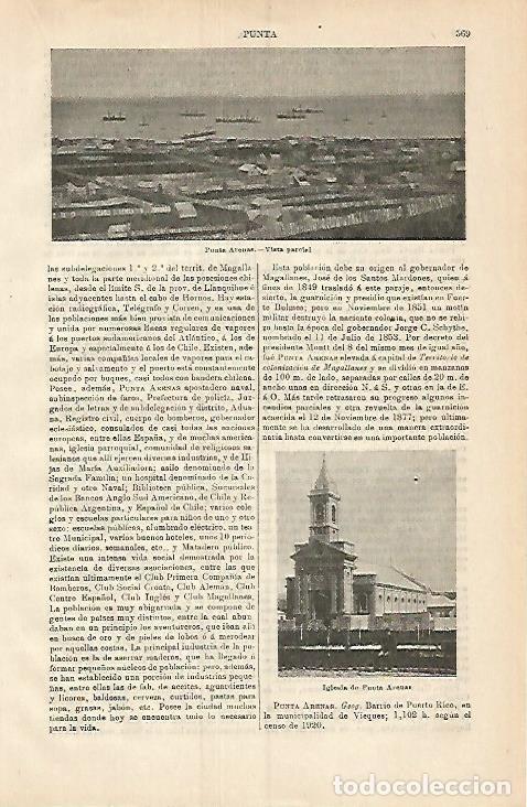 Otros art&iacute;culos de coleccionismo en papel: LAMINA ESPASA 3791: Vista general de Punta Arenas Chile - Varios Autores
