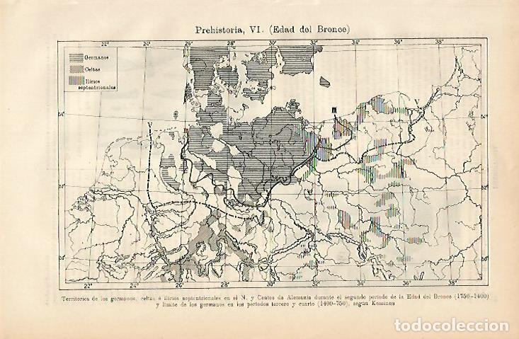 Otros art&iacute;culos de coleccionismo en papel: LAMINA ESPASA 3569: Mapa de la Edad de Bronce en Alemania - Varios Autores