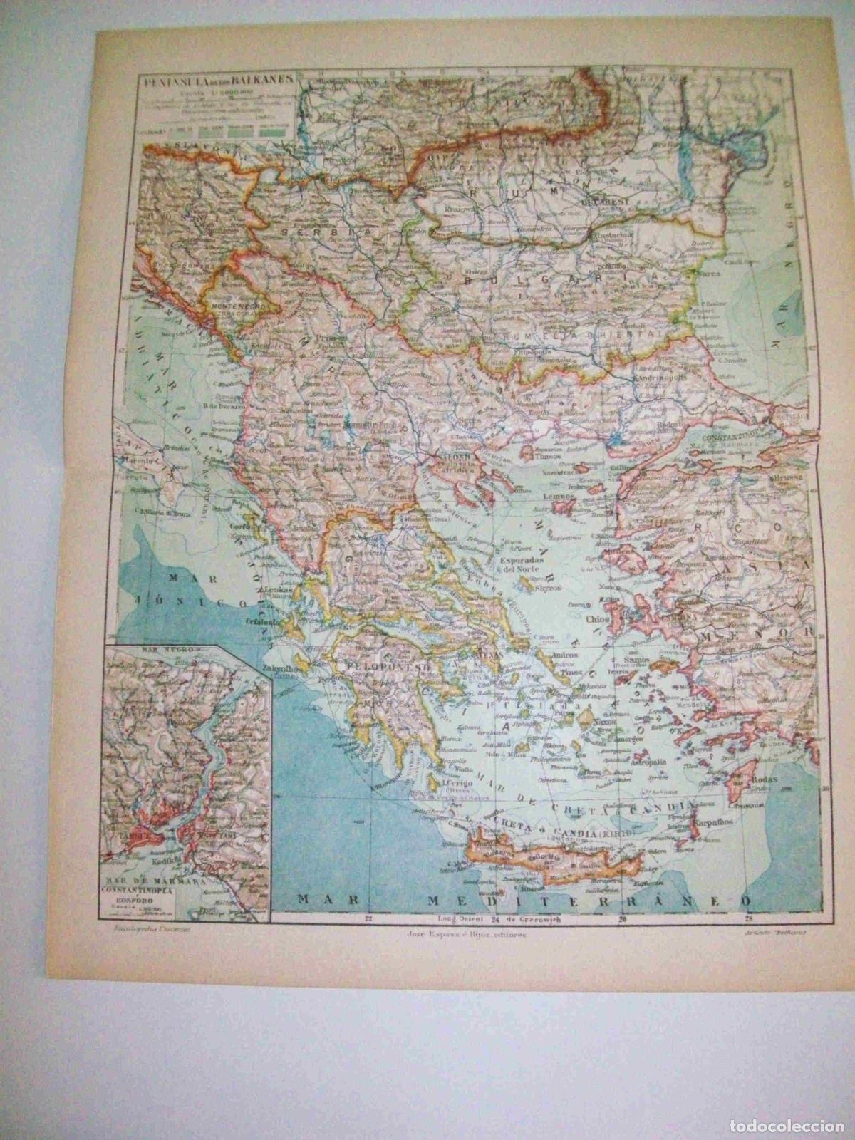 Otros art&iacute;culos de coleccionismo en papel: LAMINA ESPASA 9705: Mapa de la peninsula de los Balcanes - Varios