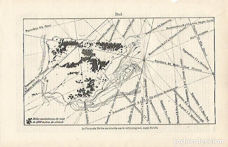 Otros art&iacute;culos de coleccionismo en papel: LAMINA ESPASA 16035: La Peninsula Iberica en relacion con la red pentagonal segun Botella - Varios