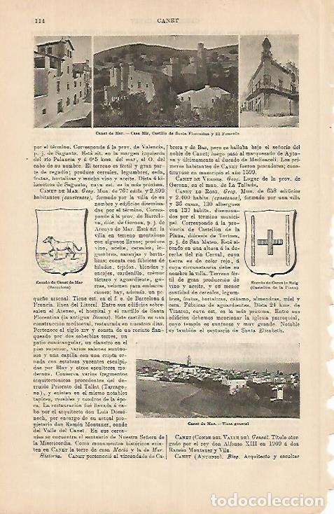 Otros art&iacute;culos de coleccionismo en papel: LAMINA ESPASA 4211: Vistas de Canet de Mar Barcelona - Varios Autores