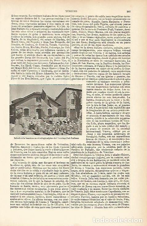 Otros art&iacute;culos de coleccionismo en papel: LAMINA ESPASA 12040: Saludo a la bandera en el refugio del Touring Club de Italia - Varios