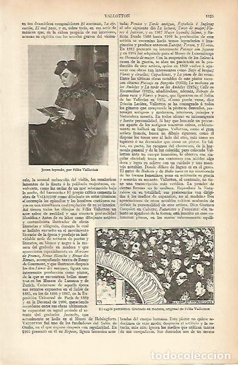 Otros art&iacute;culos de coleccionismo en papel: LAMINA ESPASA 4830: Joven leyendo por Vallotton - Varios Autores