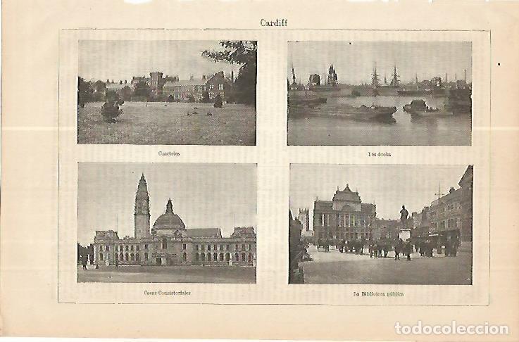 Otros art&iacute;culos de coleccionismo en papel: LAMINA ESPASA 4305: Vistas de Cardiff Gales - Varios Autores