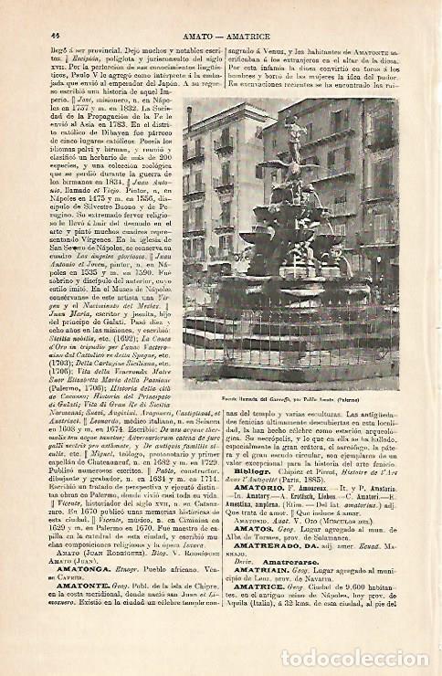 Otros art&iacute;culos de coleccionismo en papel: LAMINA ESPASA 5483: Fuente Garroffo de Palermo Italia - Varios Autores