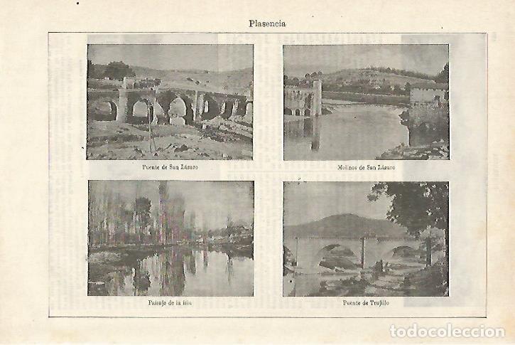 Otros art&iacute;culos de coleccionismo en papel: Lamina Espasa 27117: Vistas varias de Plasencia - Varios