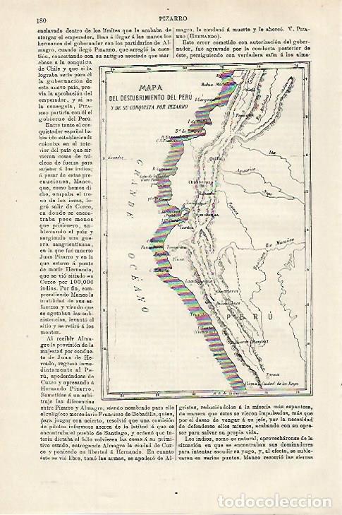 Otros art&iacute;culos de coleccionismo en papel: LAMINA ESPASA 27104: Mapa del descubrimiento de Peru - Varios
