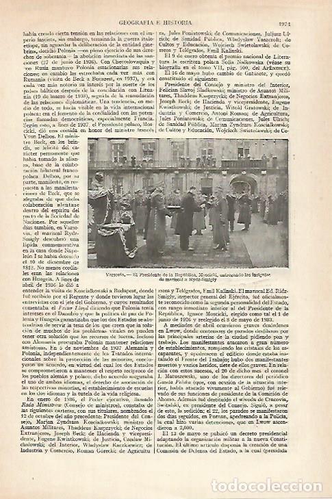 Otros art&iacute;culos de coleccionismo en papel: LAMINA ESPASA 27343: El presidente Moscicki de Polonia - Varios