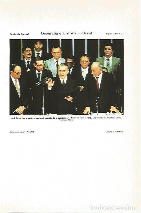 Otros art&iacute;culos de coleccionismo en papel: LAMINA ESPASA 27450: Toma de posesion de J. Sarney como presidente de Brasil - Varios