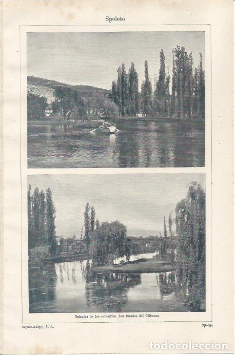Otros art&iacute;culos de coleccionismo en papel: LAMINA ESPASA 34254: Paisajes de las cercanias y Fuentes del Clitunno en Spoleto - Varios