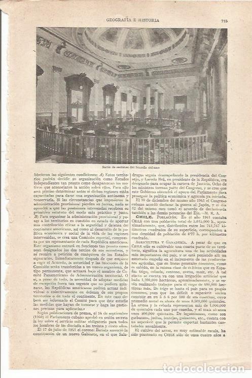 Otros art&iacute;culos de coleccionismo en papel: LAMINA ESPASA 34416: Salon de sesiones del Senado de Cuba - Varios