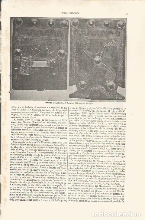 Otros art&iacute;culos de coleccionismo en papel: LAMINA ESPASA 34351: Broches de cinturon de Miraviches, Burgos - Varios