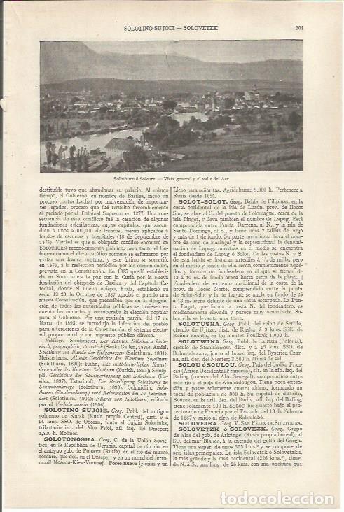 Otros art&iacute;culos de coleccionismo en papel: LAMINA ESPASA 34135: Vista de Solothurn - Varios
