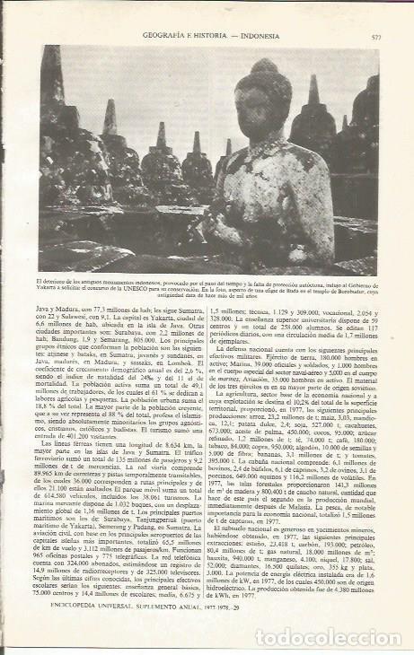 Otros art&iacute;culos de coleccionismo en papel: LAMINA ESPASA 34056: Monumento en Indonesia - Varios