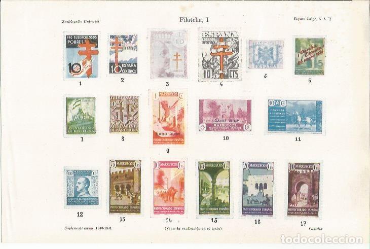 Otros art&iacute;culos de coleccionismo en papel: LAMINA ESPASA 34419: Filatelia. Sellos de 1940 - Varios