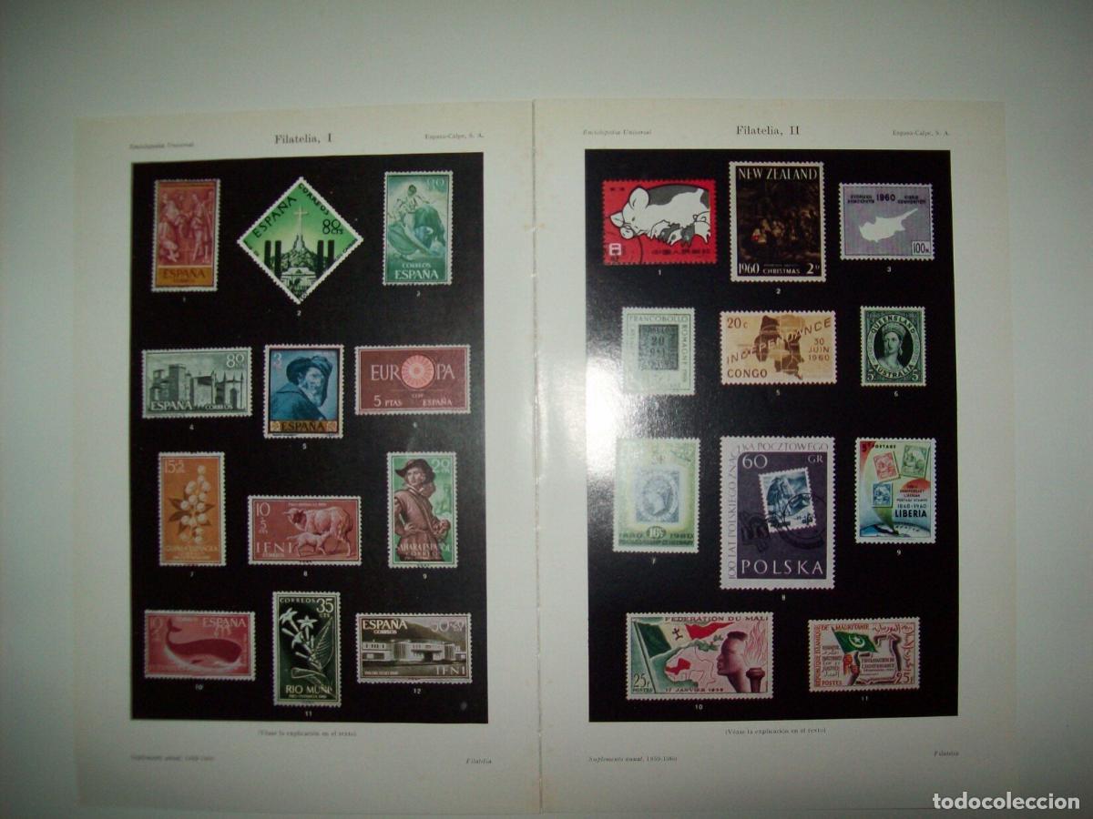 Otros art&iacute;culos de coleccionismo en papel: LAMINA ESPASA 27656: Sellos de Espa&ntilde;a y del mundo de 1959-1960 - Varios