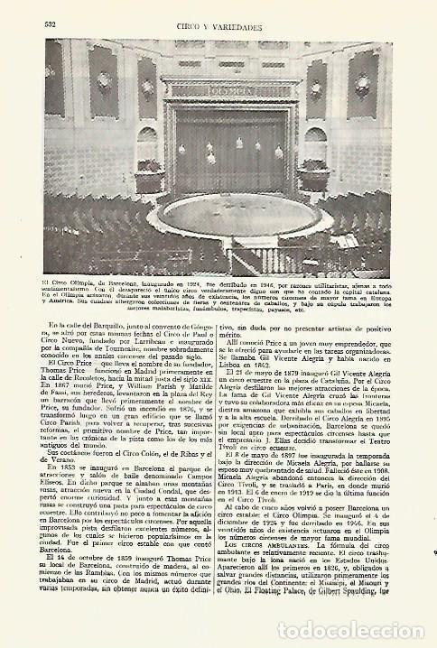 Otros art&iacute;culos de coleccionismo en papel: LAMINA ESPASA 27628: El Circo Olimpia de Barcelona derribado en 1946 - Varios