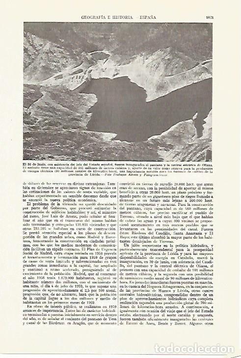 Otros art&iacute;culos de coleccionismo en papel: LAMINA ESPASA 27690: Pantano de Oliana - Varios