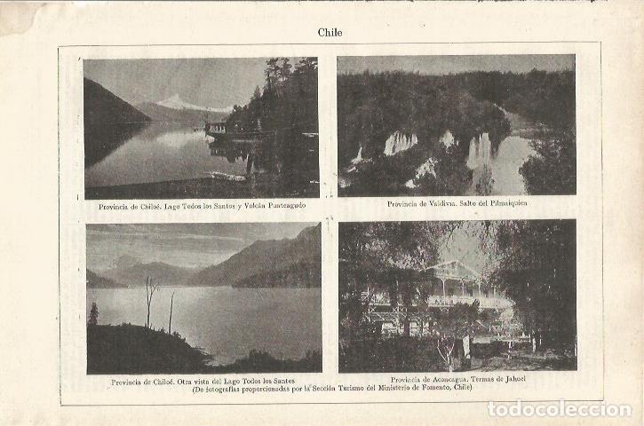 Otros art&iacute;culos de coleccionismo en papel: LAMINA ESPASA 34984: Provincia de Chiloe y de Aconcagua en Chile - Varios
