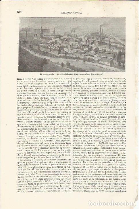 Otros art&iacute;culos de coleccionismo en papel: LAMINA ESPASA 34948: Fabrica de cerveza de Pizen (Pilsen) - Varios