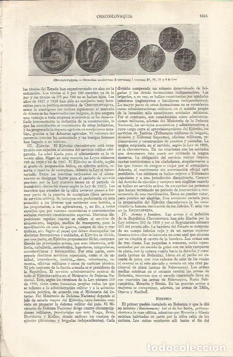 Otros art&iacute;culos de coleccionismo en papel: LAMINA ESPASA 34953: Monedas de Checoslovaquia - Varios