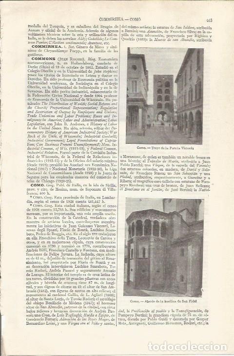 Otros art&iacute;culos de coleccionismo en papel: LAMINA ESPASA 34892: Torre de la Puerta Victoriana de Como, Italia - Varios