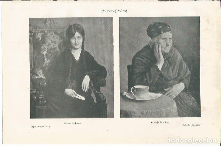Otros art&iacute;culos de coleccionismo en papel: LAMINA ESPASA 34890: Retratp de joven y La vieja de la taza, por Pedro Collado - Varios