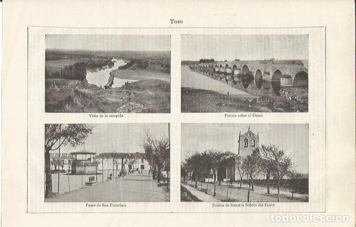 Otros art&iacute;culos de coleccionismo en papel: LAMINA ESPASA 35169: Campi&ntilde;a, puiente, Paseo de San Francisco y Ermita del Canto en Toro - Varios