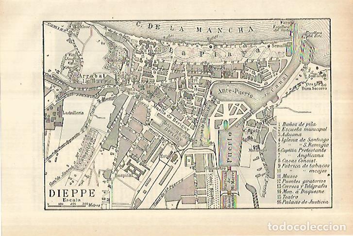 Otros art&iacute;culos de coleccionismo en papel: LAMINA ESPASA 27840: Plano de Dieppe Francia - Varios