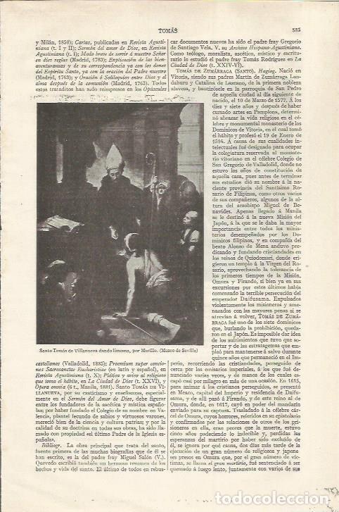 Otros art&iacute;culos de coleccionismo en papel: LAMINA ESPASA 35098: Santo Tomas de Villanueva dando lismona, por Murillo - Varios