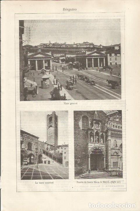 Otros art&iacute;culos de coleccionismo en papel: LAMINA ESPASA 34448: Vistas de Bergamo, Italia - Varios