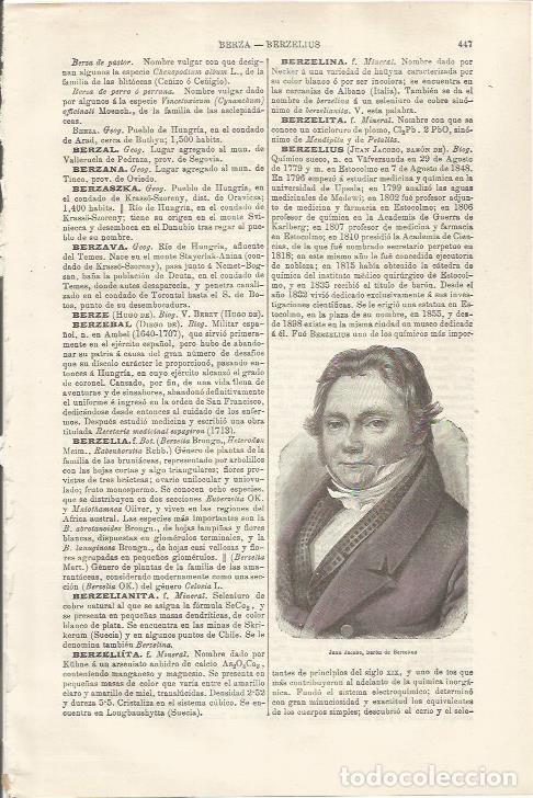 Otros art&iacute;culos de coleccionismo en papel: LAMINA ESPASA 34485: Retrato del Baron de Berzelius - Varios