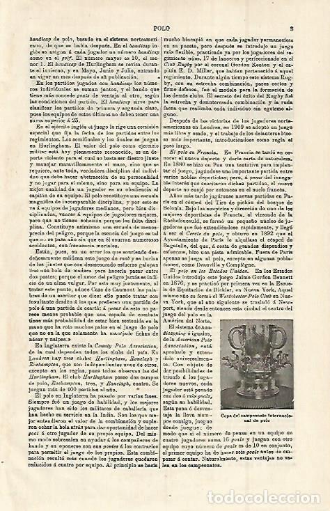 Otros art&iacute;culos de coleccionismo en papel: LAMINA ESPASA 15162: Copa del campeonato internacional de polo - Varios
