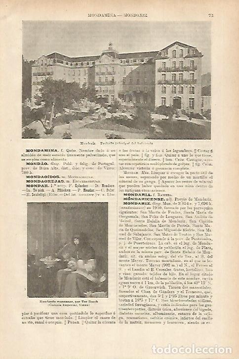 Otros art&iacute;culos de coleccionismo en papel: LAMINA ESPASA 27895: Balneario de Mondariz Pontevedra - Varios